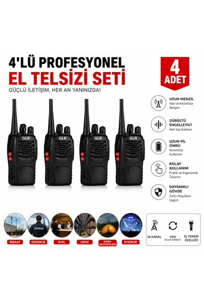 Blackbird Game Center 4 Adet Telsiz Seti Profesyonel Uzun Menzil Pmr Dayanıkl...