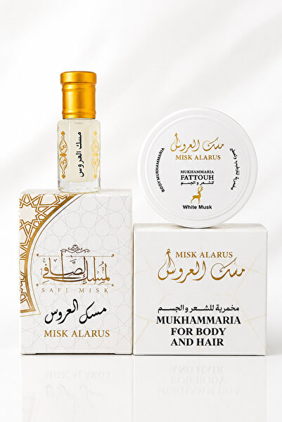 MUSK AL TAHARA ألاروس مسك 6 مل + جل مسك أبيض مهمر مرطب ومعطر 50 جرام