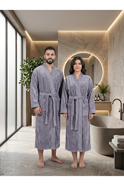 Donetella روب استحمام يونيسكس مقاس L بياقة كيمونو، مصنوع من الألياف الدقيقة 3...