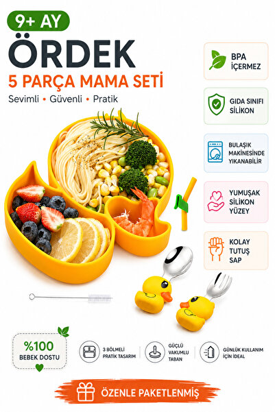 jojobebek طبق طعام من السيليكون المقاوم للفراغ وخالي من مادة BPA، طقم شوكة وم...