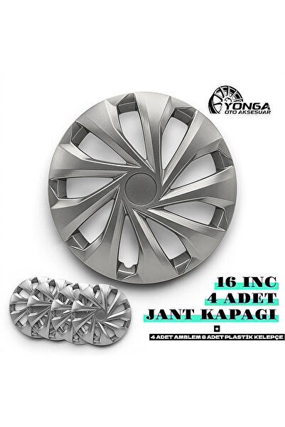 YONGA OTO AKSESUAR RENAULT FLUENCE 16 İnç Kırılmaz Jant Kapağı 4 Adet Gümüş +...