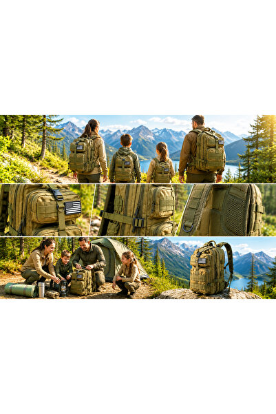 Trizand Rucsac militar de drumeție, 35 L, 5 compartimente, impermeabil, siste...