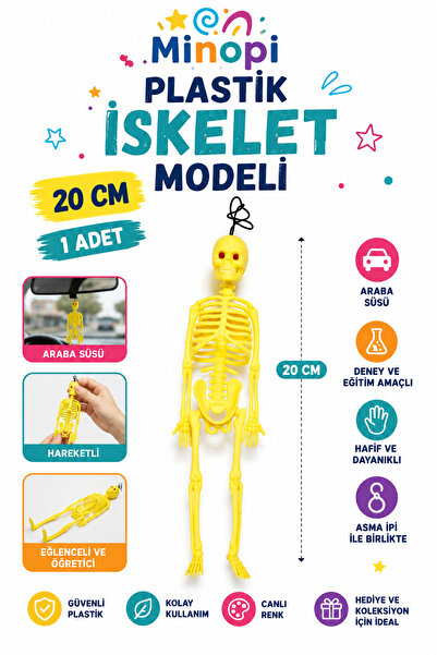 Minopi Plastik İskelet Modeli 20 cm 1 Adet Plastik İnsan İsket Modeli Silikon...