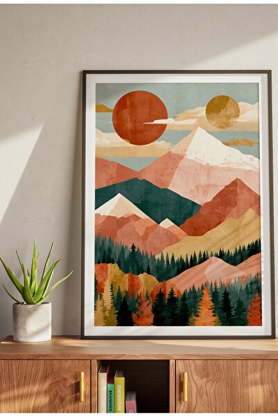 Wallnest Poster Fara Rama, Peisaj Montan Retro, Tablou Modern Decor Living