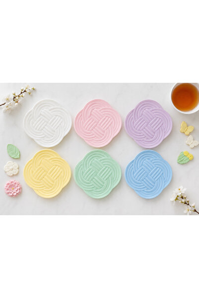 ARVALE Special Production Riki 6 Piece Cake Plate 18.5 cm Japanese Weave Desi...