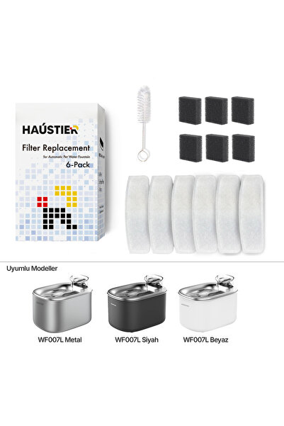 Haustier WF007L Otomatik Kedi Su Sebili Uyumlu Su Sebili WF007L Filtre Seti (...