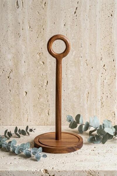 MİEN Acacia Ring Handle Upright Paper Towel Holder