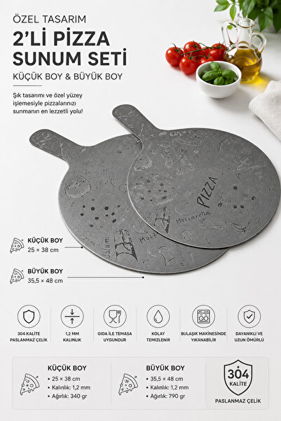 SHG HOME Specially Designed Stainless Steel Pizza Presentation Set of 2_Large...