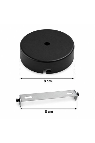 CONANA Aplik Arkası veya Avize Tavan Rozansı 8 Cm (Mat Siyah) Metal