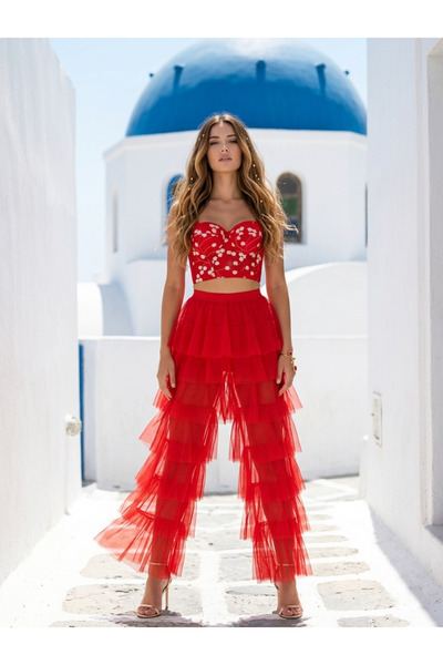PICO fashion Nakış Detaylı Askılı Tül Bustiyer – Bridal & Balayı Koleksiyonu