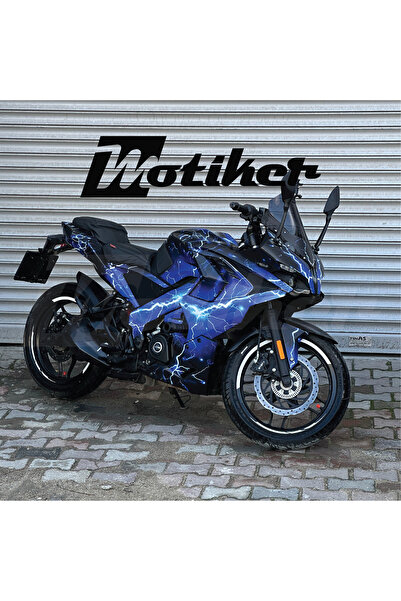 Motiker BAJAJ RS200 BLUE LIGHTNING PARÇALI STICKER ETİKET MODELİ