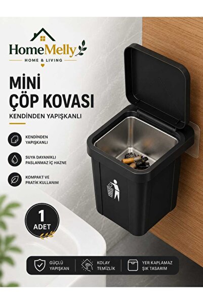 Generic Brand 1 bucată scrumieră de culoare neagră cu capac, recipient din oț...