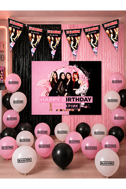 BLACK PINK Σετ διακοσμητικών ειδών για πάρτι γενεθλίων Blackpink Perdeli