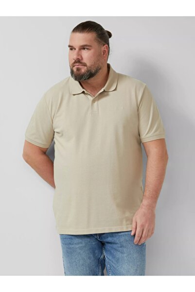 s.Oliver Tricou polo bărbătesc mărimi mari, croială regulată din bumbac, bej