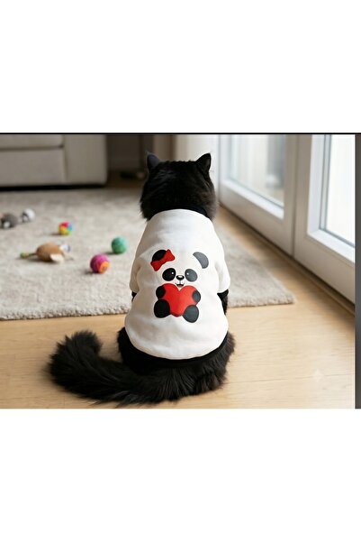 atelyu Cat Dog Outfit Panda Printed Fleece Sweatshirt