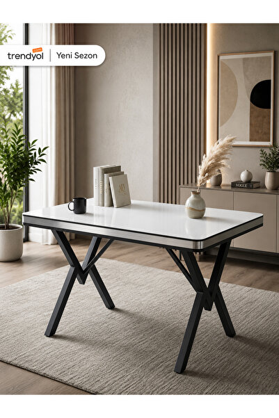 Maholandin Nordic ,Compact, Modern, Mutfak Masası ,yemek masası parlak beyaz ...
