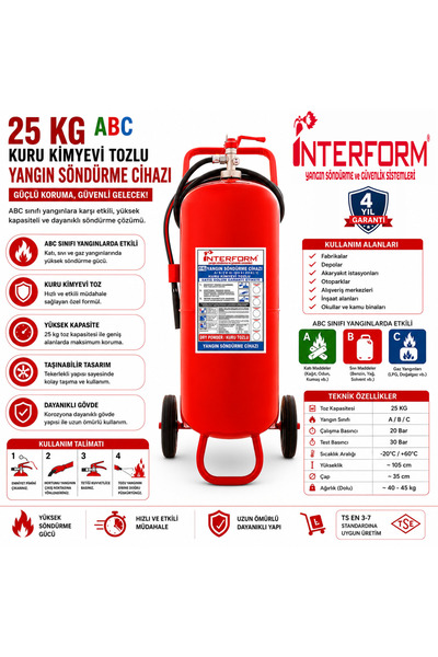 İNTERFORM YANGIN SÖNDÜRME VE GÜVENLİK SİSTEMLERİ 25 kg ABC KURU KİMYEVİ TOZLU...