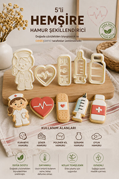 CESTOPİENO 5-Piece Nurse Dough Sculpting Set |   Cookie, Sugar Paste, Play Do...
