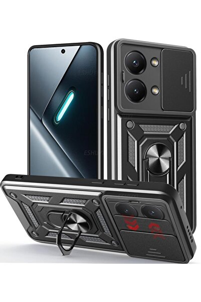 Rivor Poco X8 Pro Max Uyumlu Kılıf Kamera Sürgülü Standlı Yüzüklü Darbe Emici...