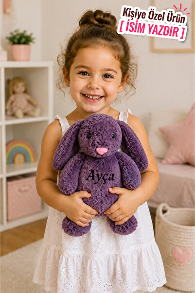 Pandamkee Kişiye Özel İsim Baskılı Uyku Arkadaşım Peluş Tavşan 35 cm