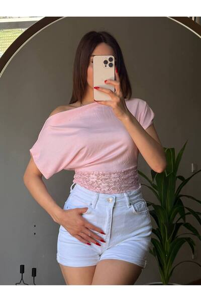 path-y homewear&sportwear Beli Dantel Detaylı Prenses Yaka Bluz
