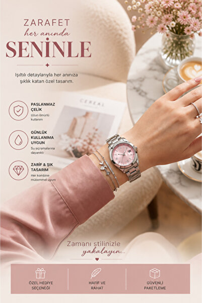 MAC CENTER Pinterest pembe Renkli kristal camlı çelik kordon Kadın Kol Saati ...
