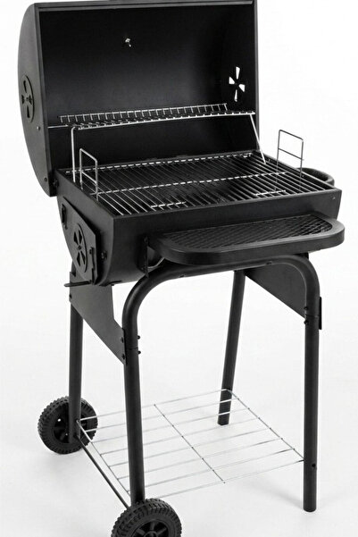 huteras Mangal Kömürlü Silindir Barbekü 46x43 cm Kapaklı Metal Bahçe Balkon P...