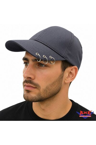 AXE SPORTSWEAR Șapcă de baseball unisex gri de vară cu piercing, cu detaliu d...