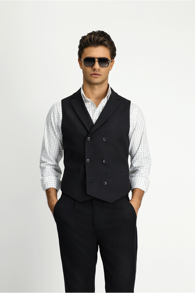 Kiğılı Vestă clasică cu două piepte, cu model, slim fit