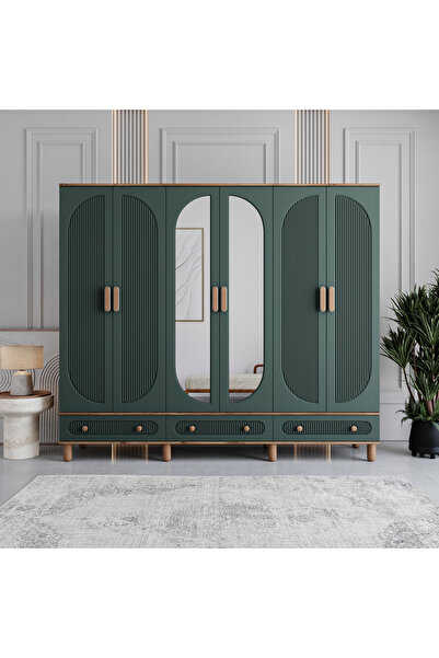 MONZIO Milen 6 Kapaklı Çekmeceli Gardırop %100 MDF