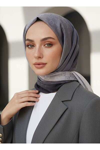 Vissona %57 İPEK %43 PAMUK Degrade Desenli Gri Renkli Şal - 70x190 Dikiş Tipi...