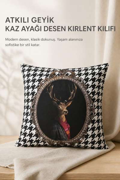 KIRLENT EV Scarfed Deer Goose Feet Pattern Throw Pillow Cover