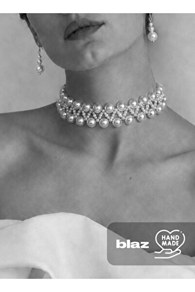 Handmade Kutulu İnci Choker Kolye - Özel Tasarım, Zarif, Özgün Bride Kolye Bl...