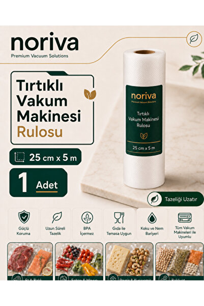 Noriva 25 Cm X 5 M. Tırtıklı Rulo Vakum Makinesi Poşeti- Torbası