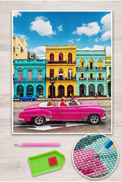 LİVA CRAFT Art & Craft Diamond Mosaic Painting, 50X65Cm Old Model Pmbe Car Be...