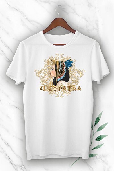 perseusshopping Μπλουζάκι Unisex Λευκό με στάμπα Αρχαίας Αιγύπτου Κλεοπάτρα