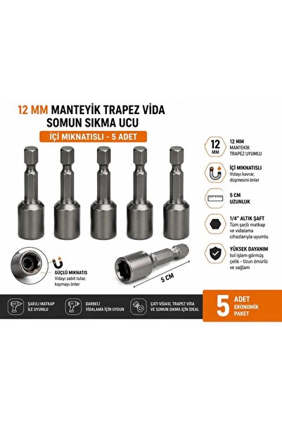 Meşem Manyetik Somun Civata Trapez Çatı Vidası Sıkma Ucu Mıknatıslı 12x50 mm ...