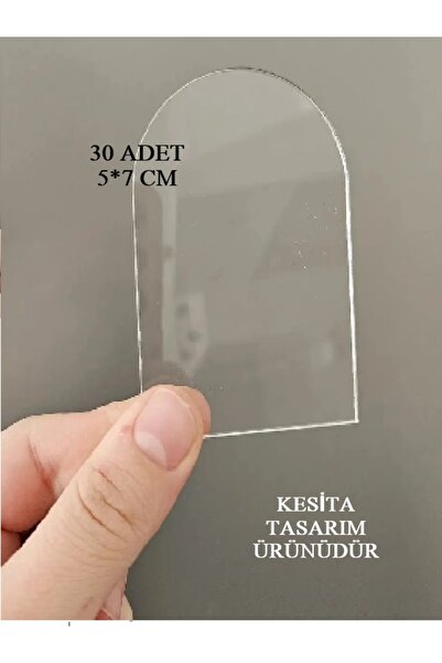 KESİTA TASARIM Şeffaf Pleksi 30 ADET ŞEFFAF RADÜSLÜ 7x5cm SÜSLEMEYE UYGUN MAG...