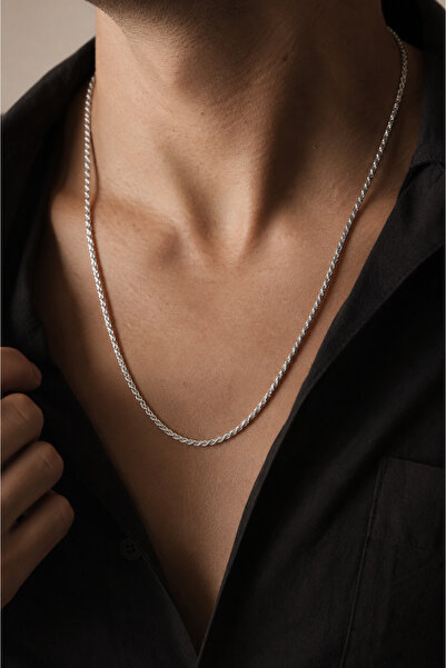 Men's Steel Necklace - 2.5mm Medium Thick Round King Model • Valentine • Matching Chain