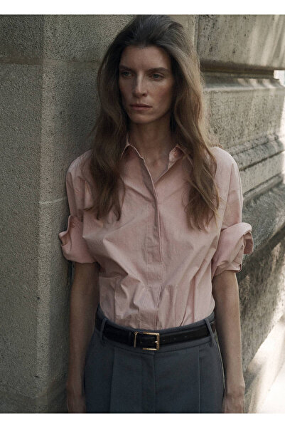 MANGO Woman Three-quarter sleeve poplin shirt