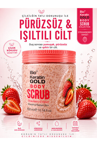 Bio Keratin Gold Strawberry Extract Body Peeling 500 ml Smooth and Radiant Sk...