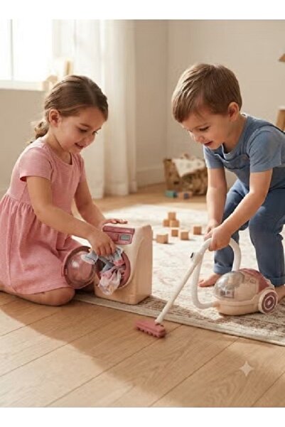 FULLJOY Kids Cleaning Toy Set Mini Vacuum Cleaner and Washing Machine with So...