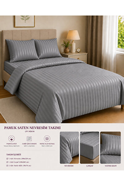 Vintero Home Cotton Satin Double Duvet Cover Set 200X220Cm