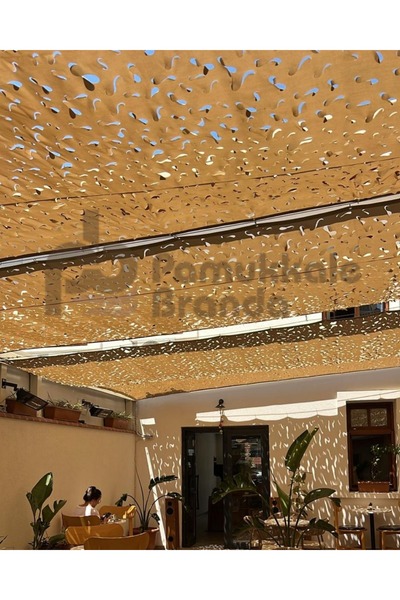 pamukkale branda Bej Renk Kamuflaj Örtü Ağ - Gölgelik Dekoratif Bej Renk File...