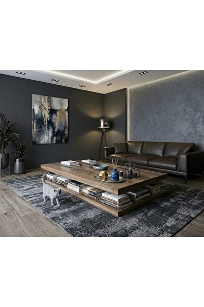 LUXURY VİLLA LUXURY DOĞAL CEVİZ KAPLAMALI DEKORATİF ORTA SEHPA 80x180 YÜKSEKL...