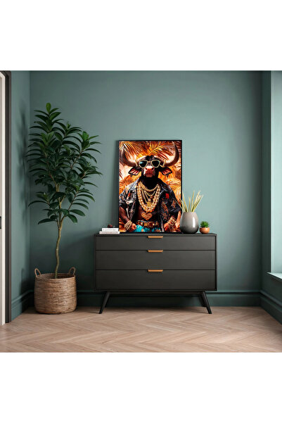MallDeco Tablou Canvas Portret Artistic Exotic, Finisaj Lucios, cu Decor Acri...