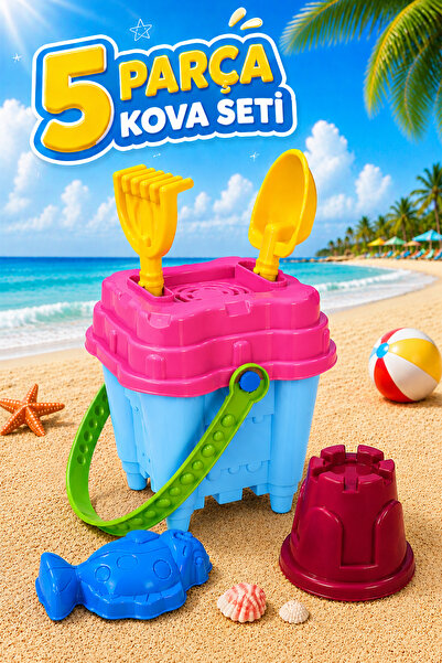 FunkyCraft Küçük Boy Kare Kum Kovası Seti Figürlü | Çocuk Plaj ve Deniz Oyunc...