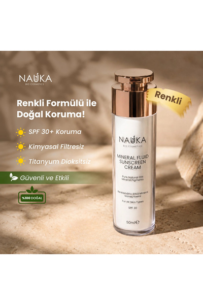 nauka كريم واقي من الشمس سائل معدني بأصباغ معدنية / كريم شمس طبيعي معادن (مفل...