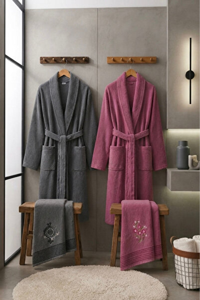 VENTİ VENTİSCA Set de halate de baie brodate, 100% bumbac, de calitate superi...
