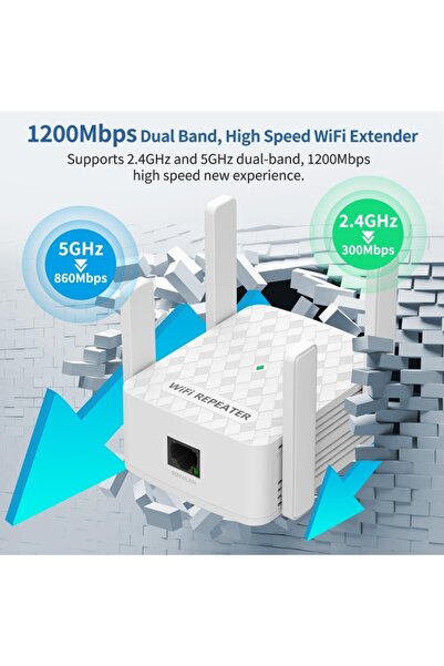 Choice1 EU Plug 1200Mbps WiFi Repeater 2.4&5.8Ghz Dual Band Wifi Extenders Am...